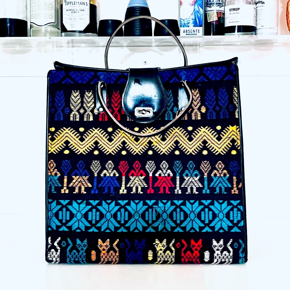 Vintage Colorful Embroidered South American Tote